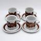 Arabia Finland Anemone Espresso Cups Saucers Set Of 4 Precope Vintage Midcentury