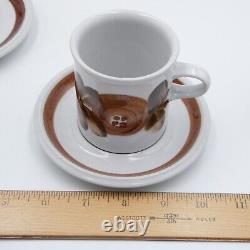 Arabia Finland Anemone Espresso Cups Saucers Set of 4 Precope Vintage Midcentury