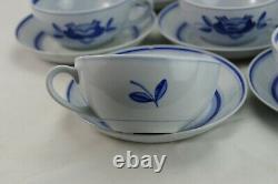 Arabia Finland Blue Rose Tea Coffee Cup & Saucer Set of 7 Vintage