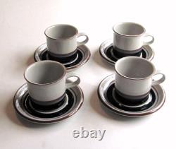 Arabia Finland Vintage Taika Coffee Cup, Saucer Set of 4