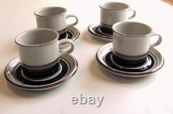 Arabia Finland Vintage Taika Coffee Cup, Saucer Set of 4