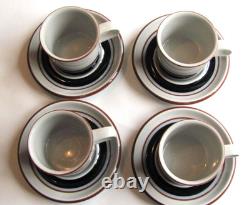 Arabia Finland Vintage Taika Coffee Cup, Saucer Set of 4