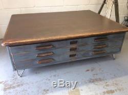 Architects Plan Chest Set of 3 drawers Bank of Drawers Vintage Coffee Table