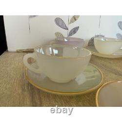Arcopal harlequin pastel coffee cups and saucers set Vintage French glass