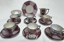 Art Deco Czech Coffee Set Bohemian MZ Bone China 21 Pieces Antique 1930's Rare