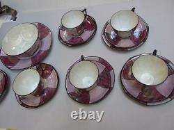 Art Deco Czech Coffee Set Bohemian MZ Bone China 21 Pieces Antique 1930's Rare