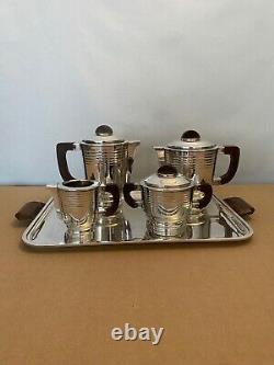 Art Deco tea coffee set silver plated metal argenté service thé café vintage