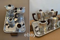 Art Deco tea coffee set silver plated metal argenté service thé café vintage