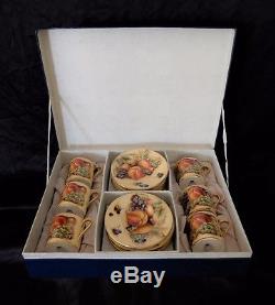 Aynsley -Boxed set of 6 Orchard Gold vintage coffee cups & saucers by M. Aynsley