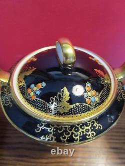 Aynsley England A 4715 Coffee Set, Black And Gold, 11 Pcs Gorgeous