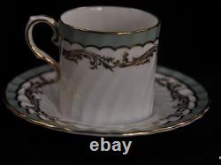 Aynsley Swirl 4 Coffee Can Demitasse Cups & Saucers Sage Green Gold 1950-1952