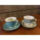 Aynsley Vintage Cup & Saucer Set Of 2 England Edge Of Gold Tea Coffee Retro