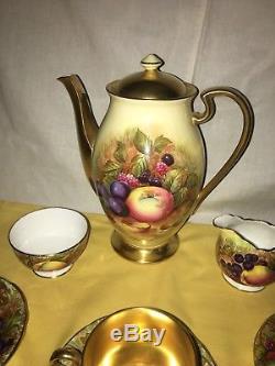 Aynsley Vintage Orchard Gold Gilded Tea/Coffee set signed N Brunt & D Jones