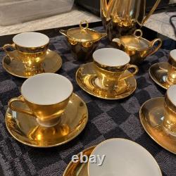 Bareuther Bacteria Vintage German Porcelain Miniature Coffee Set Gold
