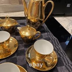 Bareuther Bacteria Vintage German Porcelain Miniature Coffee Set Gold
