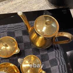 Bareuther Bacteria Vintage German Porcelain Miniature Coffee Set Gold