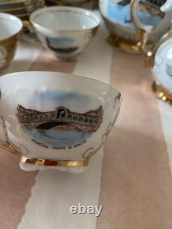 Bareyther Vintage gold porcelain coffee/Tea Set Venetian Transfer Scenes 9 parts