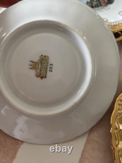 Bareyther Vintage gold porcelain coffee/Tea Set Venetian Transfer Scenes 9 parts