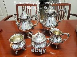 Baroque Tea & Coffee Set by Wallace 5 piece Vintage Siverplate Set