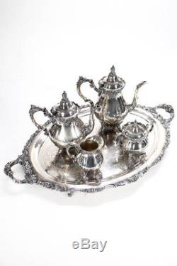Baroque by Wallace Vintage 5 Piece Silver Plated Coffee Tea Service Set