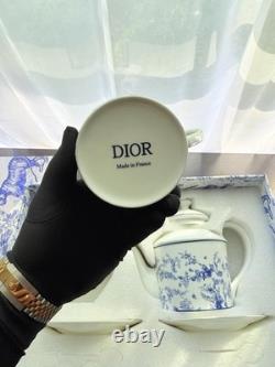 Blue Toile de Jouy Christian Dior Vintage, Porcelain Coffee, Tea Set, 5 Items