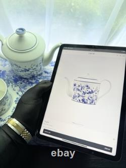 Blue Toile de Jouy Christian Dior Vintage, Porcelain Coffee, Tea Set, 5 Items