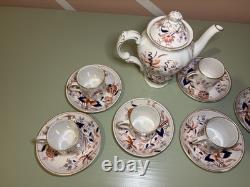 Booths Fresian Vintage China Coffee Pot & Set of 6 Espresso Cups & Saucers