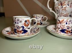 Booths Fresian Vintage China Coffee Pot & Set of 6 Espresso Cups & Saucers
