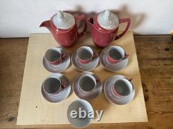 Branksome China Coffee Service Vintage, Twintone 15 pieces+lids, mid 20th C