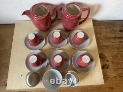 Branksome China Coffee Service Vintage, Twintone 15 pieces+lids, mid 20th C
