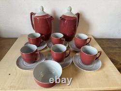 Branksome China Coffee Service Vintage, Twintone 15 pieces+lids, mid 20th C