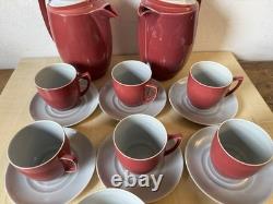 Branksome China Coffee Service Vintage, Twintone 15 pieces+lids, mid 20th C