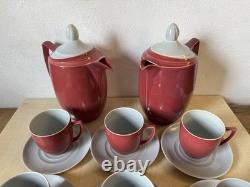 Branksome China Coffee Service Vintage, Twintone 15 pieces+lids, mid 20th C