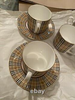 Burberry London Vintage Special Edition Tea/Coffee Cups Set NWT Made In England
