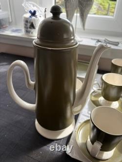 Carlton Ware 1960s Matt Olive Green & White Coffee Set Vintage