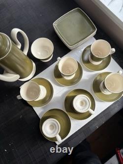 Carlton Ware 1960s Matt Olive Green & White Coffee Set Vintage