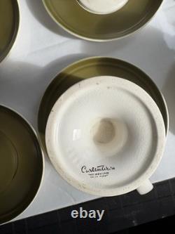 Carlton Ware 1960s Matt Olive Green & White Coffee Set Vintage