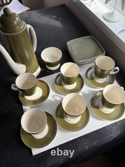 Carlton Ware 1960s Matt Olive Green & White Coffee Set Vintage