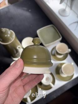 Carlton Ware 1960s Matt Olive Green & White Coffee Set Vintage