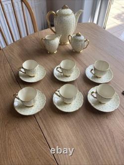 Carlton Ware Hand Rita Coffee Set 15 Piece Rare Cream Gold & Green Polka Dots