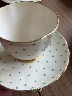 Carlton Ware Hand Rita Coffee Set 15 Piece Rare Cream Gold & Green Polka Dots