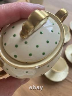 Carlton Ware Hand Rita Coffee Set 15 Piece Rare Cream Gold & Green Polka Dots