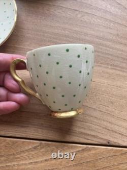 Carlton Ware Hand Rita Coffee Set 15 Piece Rare Cream Gold & Green Polka Dots