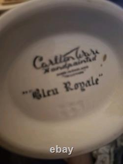 Carltonware Vintage 14 pcs Bleu Royale Polkadot coffee set. Unused Set. Mint