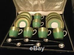 Cauldon Coffee Set With Six Epns Coffee Spoons In Original Vintage Case