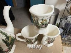 Coffee Tea Pot Set 6 Cups Pottery Set Vintage Anchor Point Alaska 1995