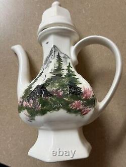 Coffee Tea Pot Set 6 Cups Pottery Set Vintage Anchor Point Alaska 1995