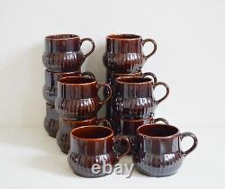 Coffee Tea Set RARE 9 Piece 1980s Retro Brown Glazed S Portugal Stoneware