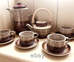 Complete Vintage Purbeck Pottery'Portland' Style Coffee Set + Side Plates