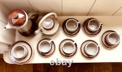 Complete Vintage Purbeck Pottery'Portland' Style Coffee Set + Side Plates